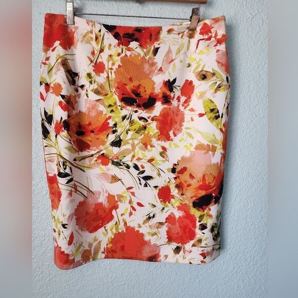 Kasper Red and Orange Knee-Length Pencil Skirt - Picture 1 of 9